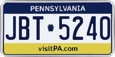 PA license plate JBT5240
