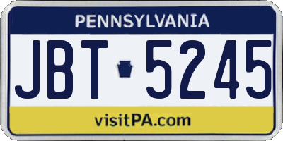 PA license plate JBT5245