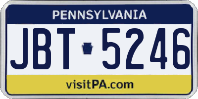 PA license plate JBT5246