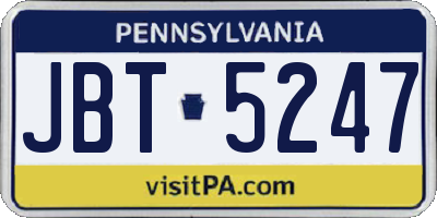 PA license plate JBT5247