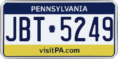 PA license plate JBT5249