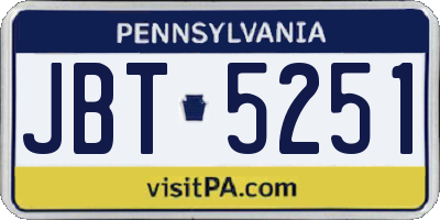PA license plate JBT5251