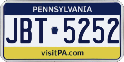 PA license plate JBT5252