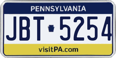 PA license plate JBT5254