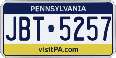 PA license plate JBT5257
