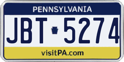 PA license plate JBT5274