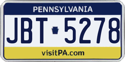 PA license plate JBT5278