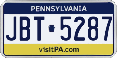 PA license plate JBT5287