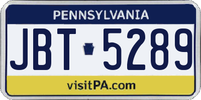 PA license plate JBT5289