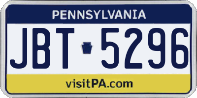 PA license plate JBT5296