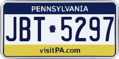 PA license plate JBT5297