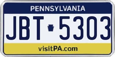 PA license plate JBT5303