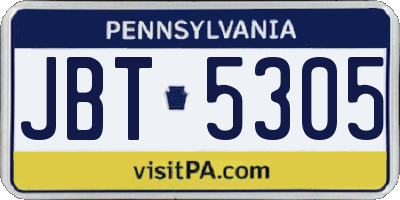 PA license plate JBT5305