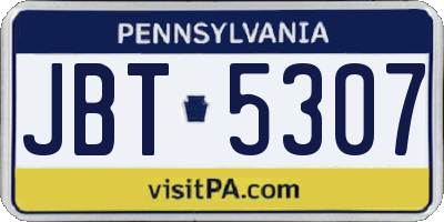 PA license plate JBT5307
