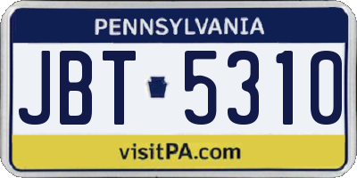 PA license plate JBT5310