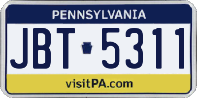 PA license plate JBT5311