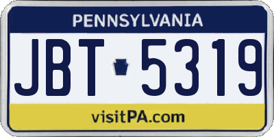 PA license plate JBT5319