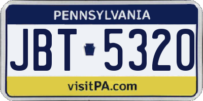 PA license plate JBT5320