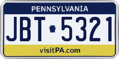 PA license plate JBT5321