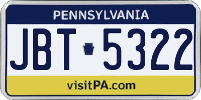 PA license plate JBT5322
