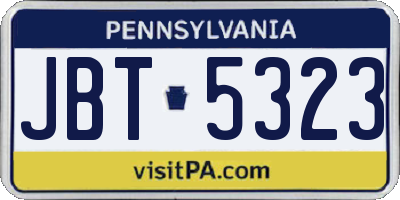 PA license plate JBT5323