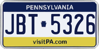 PA license plate JBT5326