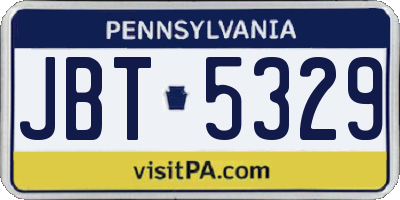 PA license plate JBT5329