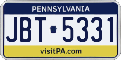PA license plate JBT5331