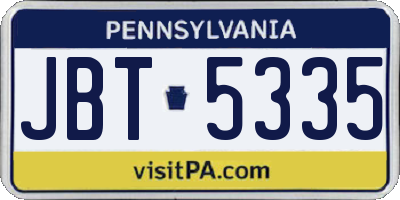 PA license plate JBT5335