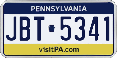 PA license plate JBT5341