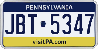 PA license plate JBT5347