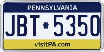 PA license plate JBT5350
