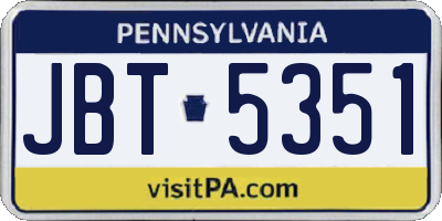 PA license plate JBT5351