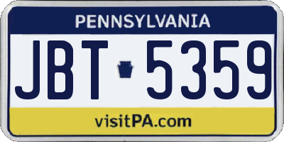 PA license plate JBT5359
