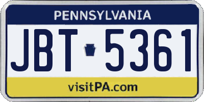 PA license plate JBT5361