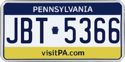 PA license plate JBT5366