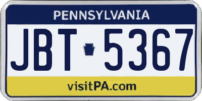PA license plate JBT5367