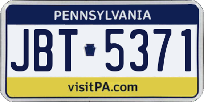 PA license plate JBT5371