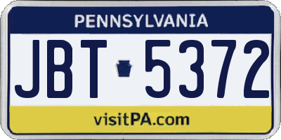 PA license plate JBT5372