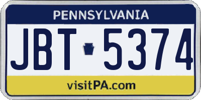 PA license plate JBT5374