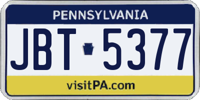 PA license plate JBT5377