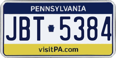 PA license plate JBT5384
