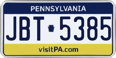 PA license plate JBT5385