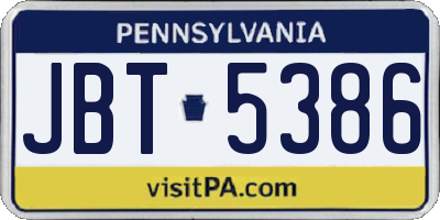 PA license plate JBT5386