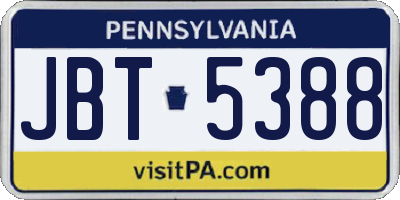 PA license plate JBT5388