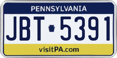 PA license plate JBT5391