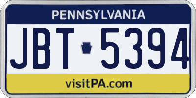 PA license plate JBT5394