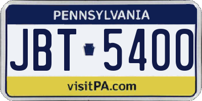 PA license plate JBT5400
