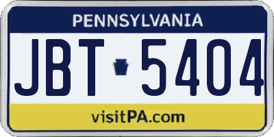 PA license plate JBT5404
