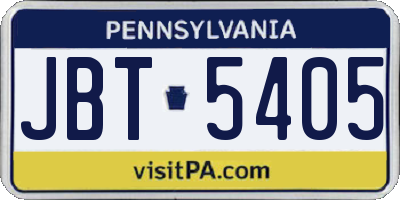PA license plate JBT5405